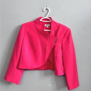 Tahari Vibrant Hot Pink Cropped Blazer